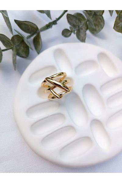 Jerie Gold Colored Curved Plate Ring