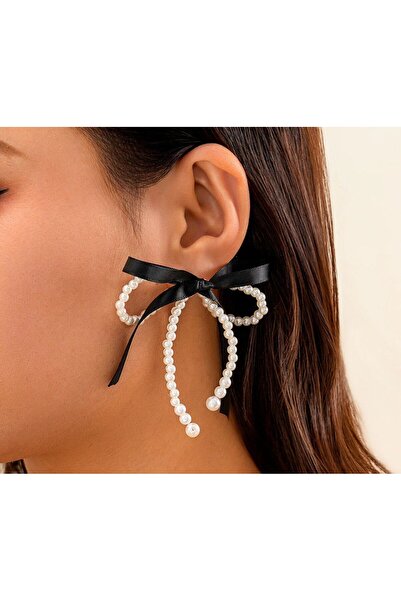 Shiklik MODA أقراط نسائية مرصعة باللؤلؤ باللون الأسود لتعزيز أناقتك
