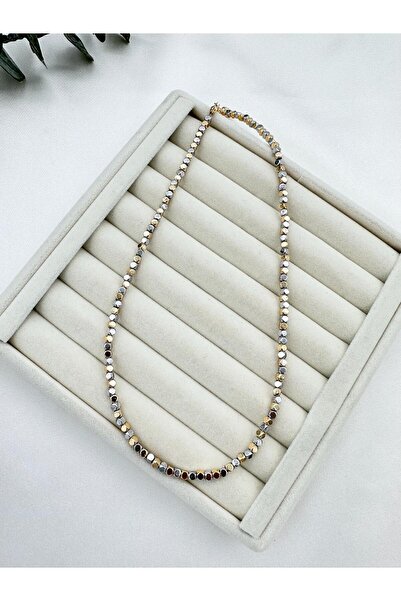 Jerie Gold ve Silver Mix Yassı Topçuk Serenay Kolye