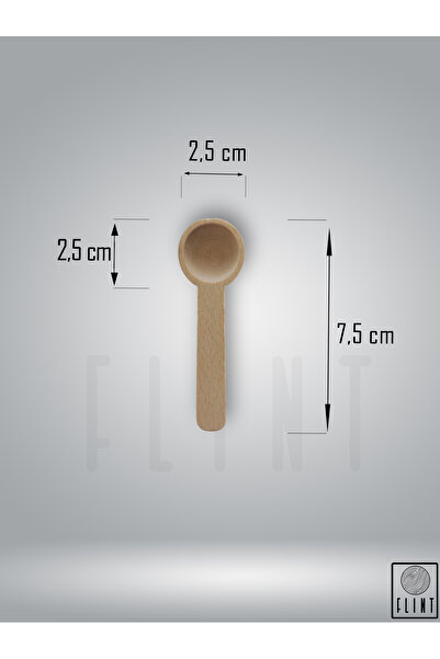 FLINT Gürgen el yapımı tahta ahşap 6'lı kahve şeker kaşığı baharat ölçü kaşığı bal ve reçel kaşığı 7,5 cm