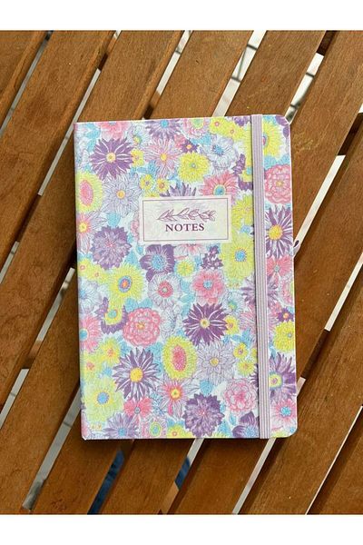 EyER Shoping A5-02 Bloc de note cu model de flori în dungi violet - 80yp