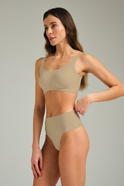 Pulsar Recovery Laser Cut High Waist Thong Panties Stone