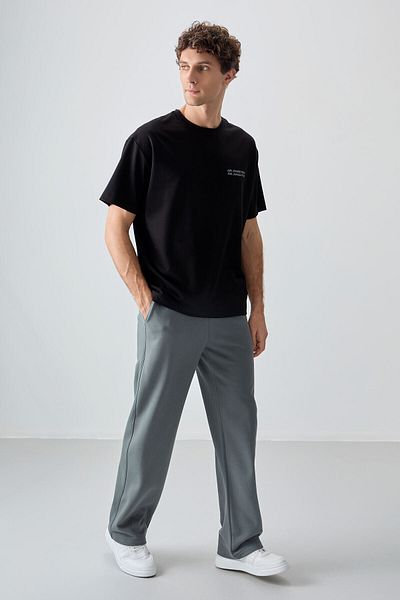 AIR JONES Tricou pentru bărbați, bumbac, gros, moale, texturizat oversize, cu imprimeu - 88375
