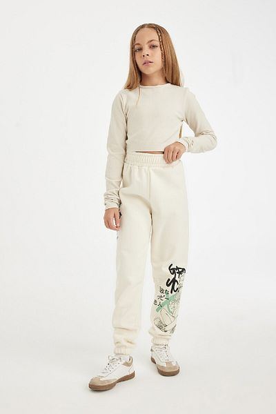 DeFacto Girl's Printed Jogger Sweatpants - Elastic Waist Leg D3207A824Wn