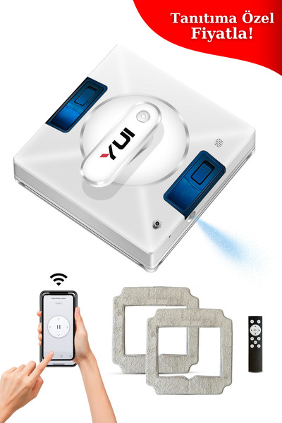 Yui Cs16 Pro Plus 2024 Kumandalı -smart Uygulamalı Su Püskürtme 3000 Pa Akıllı Cam Silme Robotu