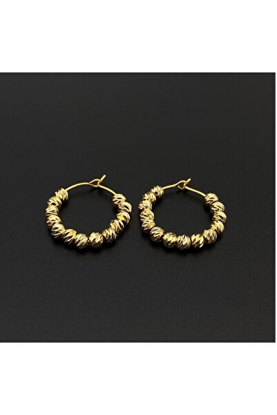 Jerie Dorika Seri Gold Tasarım Halka Küpe Pirinç Kaplama Küpe