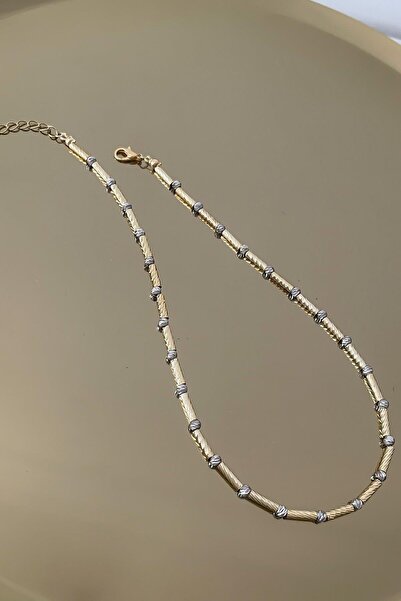 Jerie Jr Gold Lazer Kesim Mini Dorika Çubuk Detaylı Pirinç Kaplama Kolye