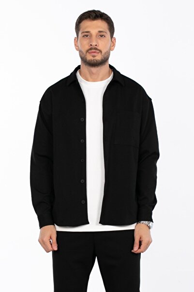 BARRELS AND OIL Tek Cep Gömlek - Siyah