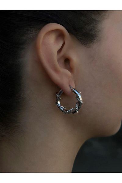 Jerie Gold and Silver Special Series Brass Plated Wire Auger Detailed Trend Hoop Earrings