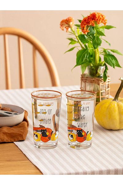 LC Waikiki Lcw Home Black Printed Glass Set of 2 570 ml