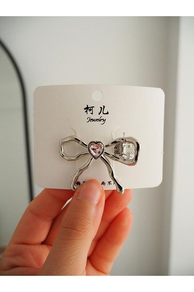 Planet Butik Heart Stone Detailed Bow Collar Buckle