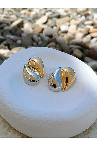 Jerie Gold and Silver Double Drop Botte Earrings