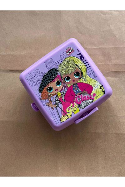 EyER Shoping Lol Baby Lilac 3 Compartment Children's School Lunch Box with Spoon and Fork Storage Container