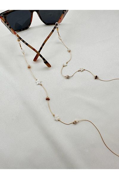Jerie Gold Chain Pearl Star Detail Glasses Chain