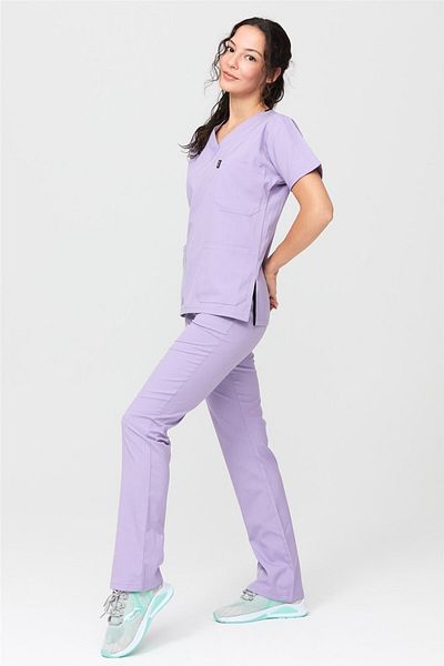 Çatı Medikal Happiness Spaniard - Set de tricou Lycra Doctor Nurse Scrubs Uniforme Chirurgie (FEMEI), Liliac