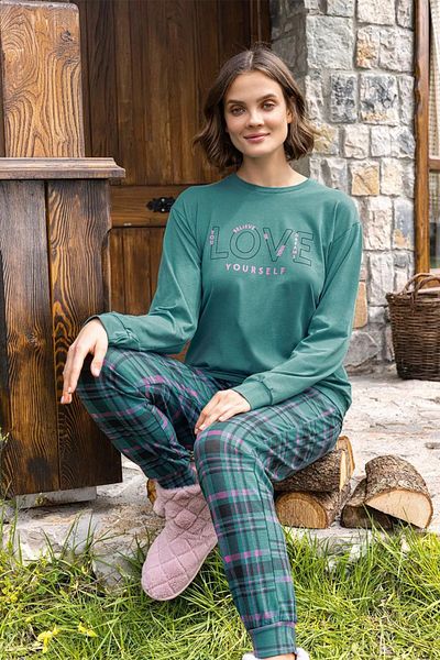 Aydoğan Long Sleeve Cotton Women's Pajama Set