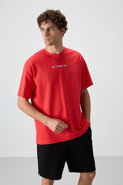 AIR JONES Ανδρικό μπλουζάκι με στάμπα Fiesta Cotton Thick Surface Texture Oversize Fit - 88364