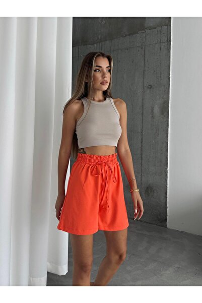 mydukkan.co Bel Lastik Crep Şort Turuncu