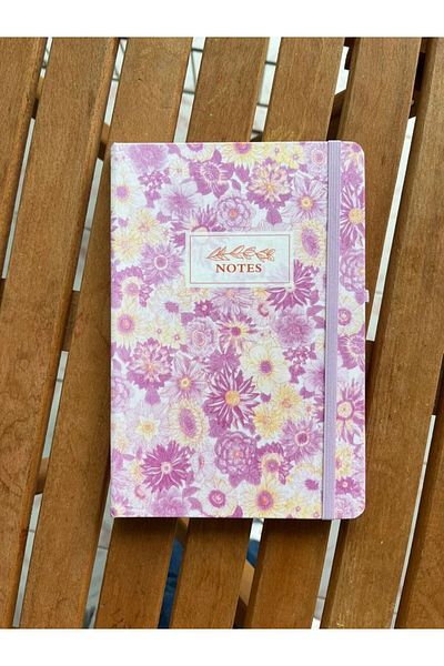 EyER Shoping A5-02 Bloc de note cu dungi cu model de flori roz - 80yp
