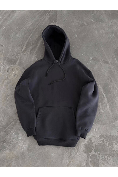 ALPACO Hanorac cu glugă Mrpurple, din bumbac pieptănat, cu trei fire - afumat