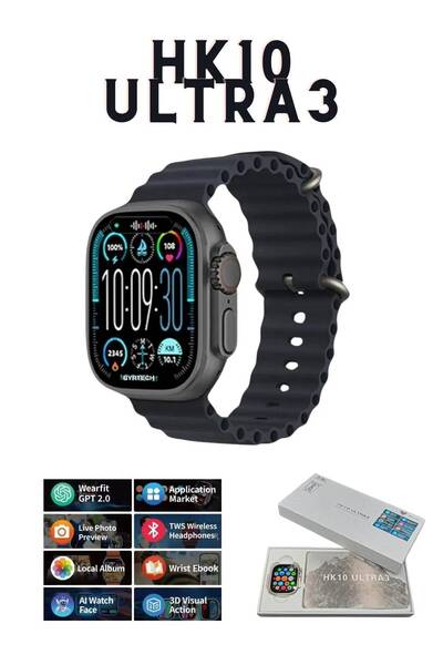 TEKNOBO Hk 10 Pro Plus Akıllı Saat Cift Kordonlu Amoled Ekran Cift Cekırdek I...