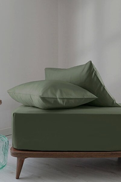 İssimo Home Simply Forest Green 210 Tc (83 Strands) Cotton Satin Fitted Set 100*200/50*70