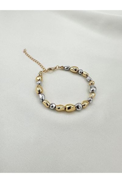 Jerie Gold and Silver Heel Plate Bracelet