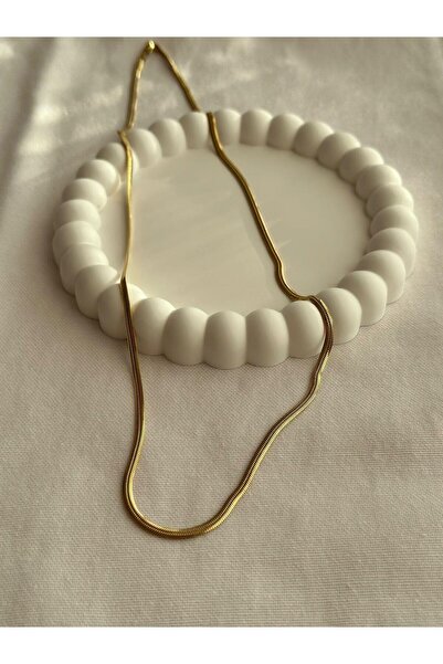 Jerie Gold Bombeli İnce İtalyan Ezme Model ÇELİK Kararmayan 60cm Kolye