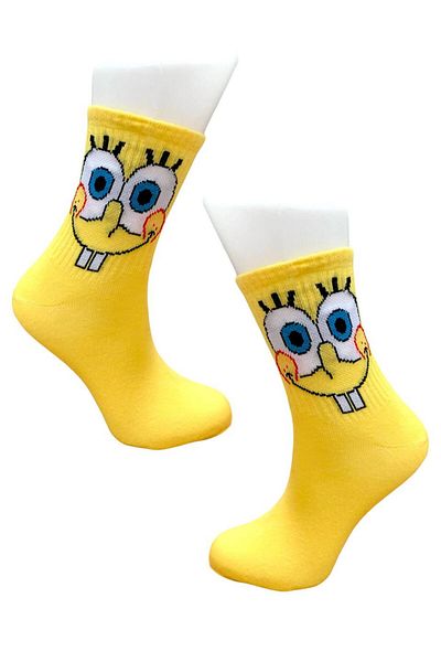 AL Bİ 90LIK Spongebob Printed Stylish Colorful College Socks
