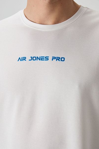 AIR JONES Ανδρικό μπλουζάκι εκρού με χοντρή επιφάνεια με υφή Oversize Fit Printed - 88364