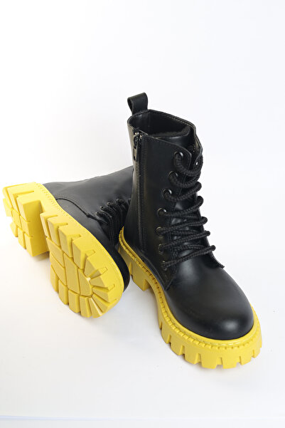 Moda Lime Unisex Sıcak Tutan Astarlı Chunky Kaymaz ve Rahat Taban Çocuk Kışlık Bot Kışlık Çocuk Bot