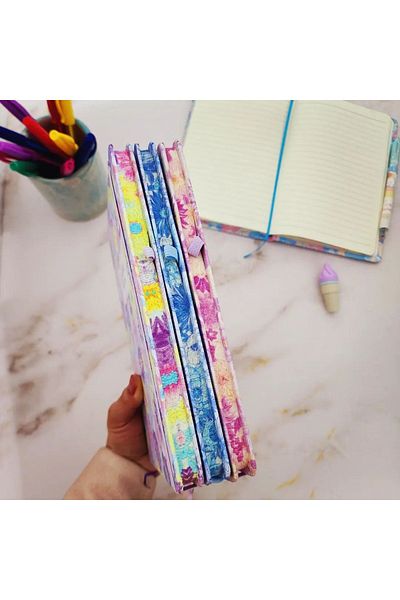 EyER Shoping A5-02 Bloc de note cu model floral în dungi - 80yp Albastru