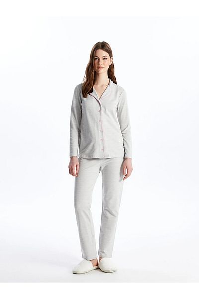 LC Waikiki Set de pijamale pentru femei LCW DREAM, cu guler de cămașă, cu mânecă lungă