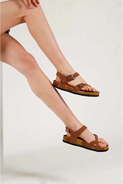 EFW BRENDİ TEK PARMAK TABA SÜET SANDALET