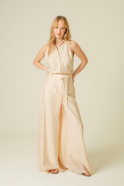 rue Μπεζ Crop Top - Λεπτές τιράντες και άνετη μορφή