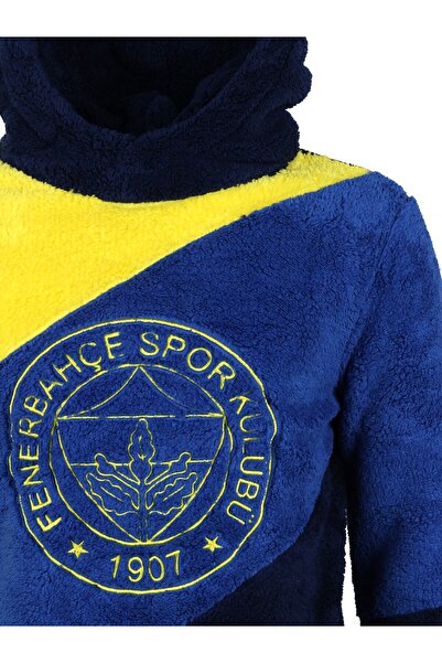 Fenerbahçe Orijinal Lisanslı Sarı Lacivert Kapüşonlu Peluş Sweat