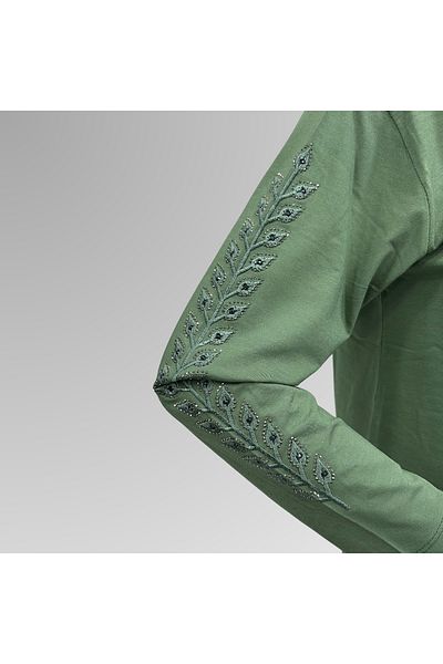 Moda Zeyn Νέα σεζόν Γυναικεία 1η Ποιότητας βισκόζης υφασμάτινο γιακά και μανίκια με πέτρες κεντημένη μητρική χτενισμένη βαμβακερή μπλούζα