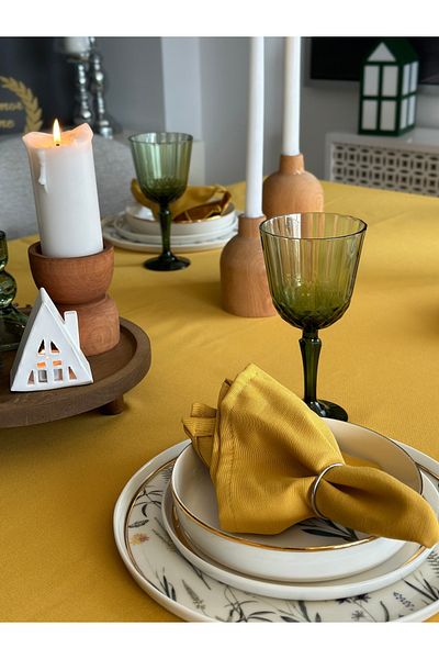 Decamor home Pachet de 6 șervețele din bumbac rezistente la pete, galben muștar