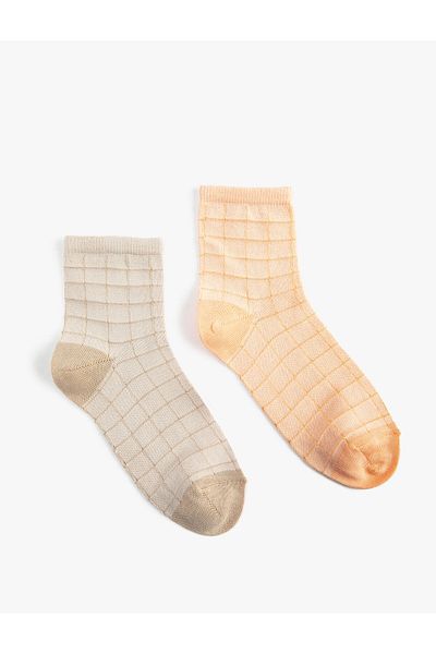 Koton Checkered Set of 2 Socks Multicolored