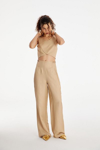 rue Μπεζ Crop Strap Bustier