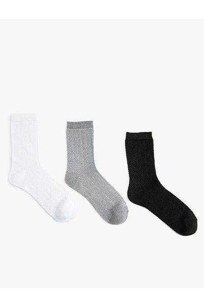Koton Colorful Textured 3-Piece Sock Set