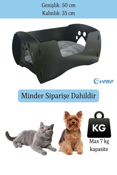 Evene Large Cat Bed Decorative Wooden Durable Black Color Model 6
