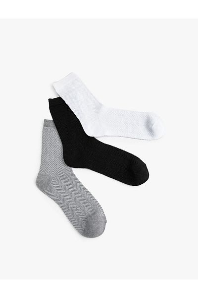 Koton Colorful Textured 3-Piece Sock Set
