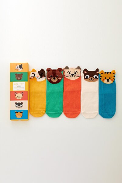 Katia&Bony Set of 5 Animal Patterned Cute Baby Socks - Boxed