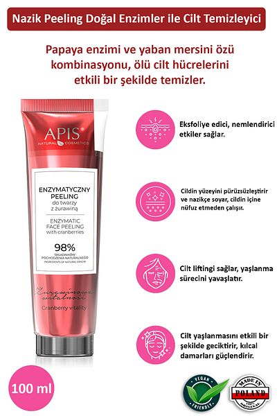 Apis Natural Cosmetics Enzymatic Facial Peeling with Cranberry - 100ml