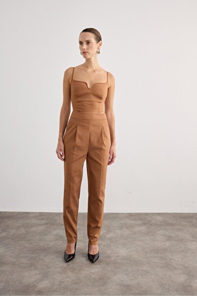 rue İnce Askılı Fermuarlı Tütün Büstiyer