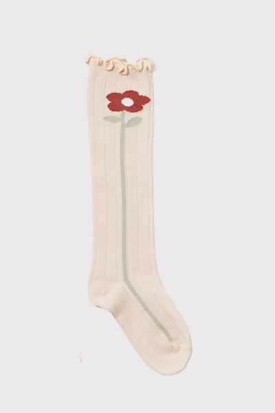 Katia&Bony Baby Floral Patterned Socks Ecru