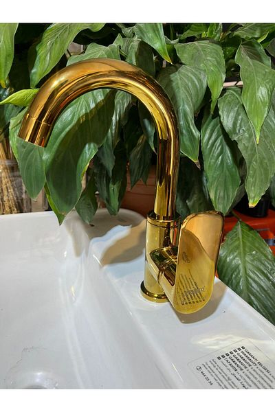 İSAOĞLU YAPI High Type Gold Sink Faucet - Brass Material Fixture