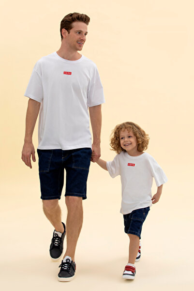 U.S. Polo Assn. Tricou alb oversize pentru băiat cu decolteu 50263287 -VR013