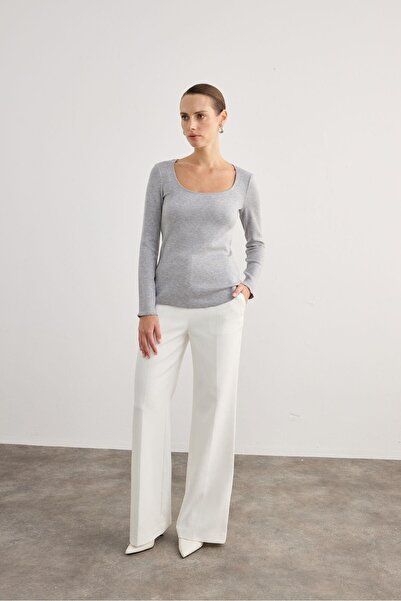 rue Μακρυμάνικη μπλούζα ελαστικό ύφασμα Γκρι Basic